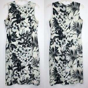 100% Silk Tropical Print Sheath Dress
